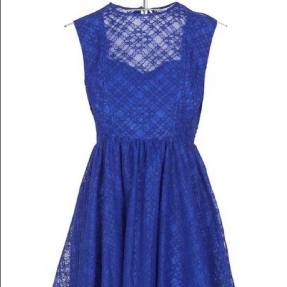 Blue lace Sandro dress designer size 2 fits s-m
